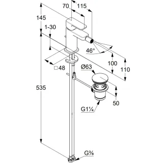 Смеситель для биде Kludi Renon 422163975 чёрный матовый